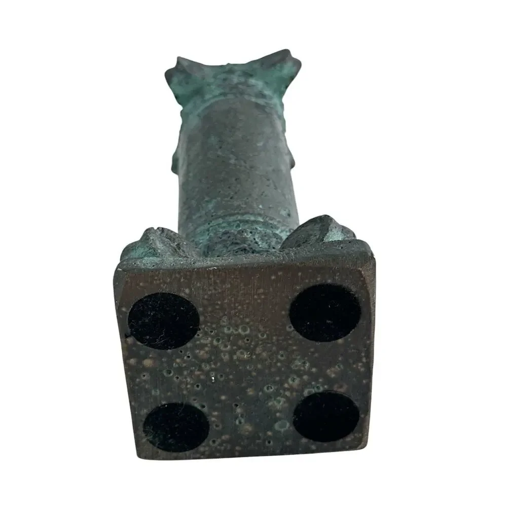 Vintage Style Faux Bronze Resin Column Candle Holder Greek Roman 7” Verdigris